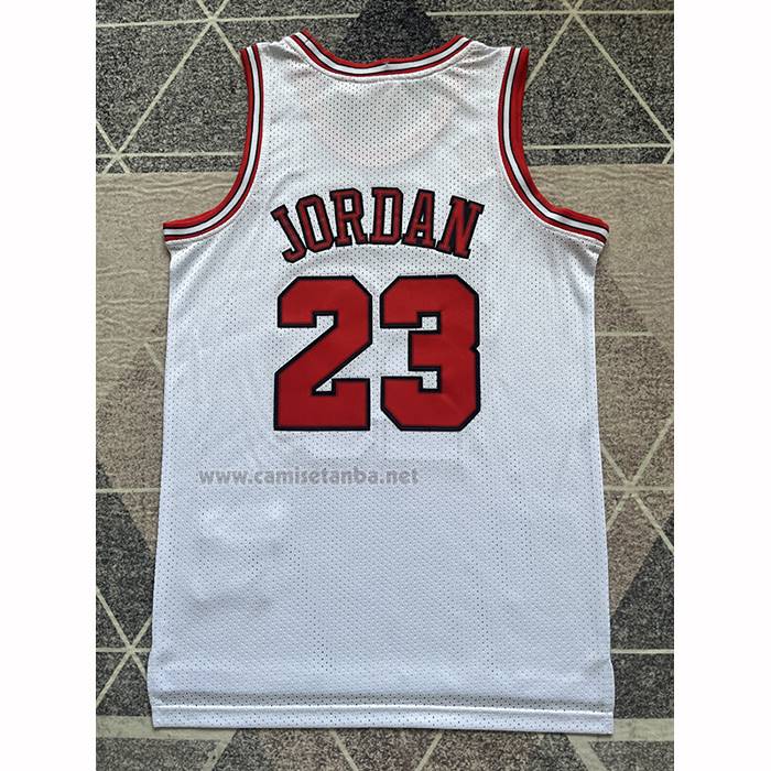 Camiseta Chicago Bulls Michael Jordan NO 23 Mitchell & Ness 1997-98 Blanco Firmada